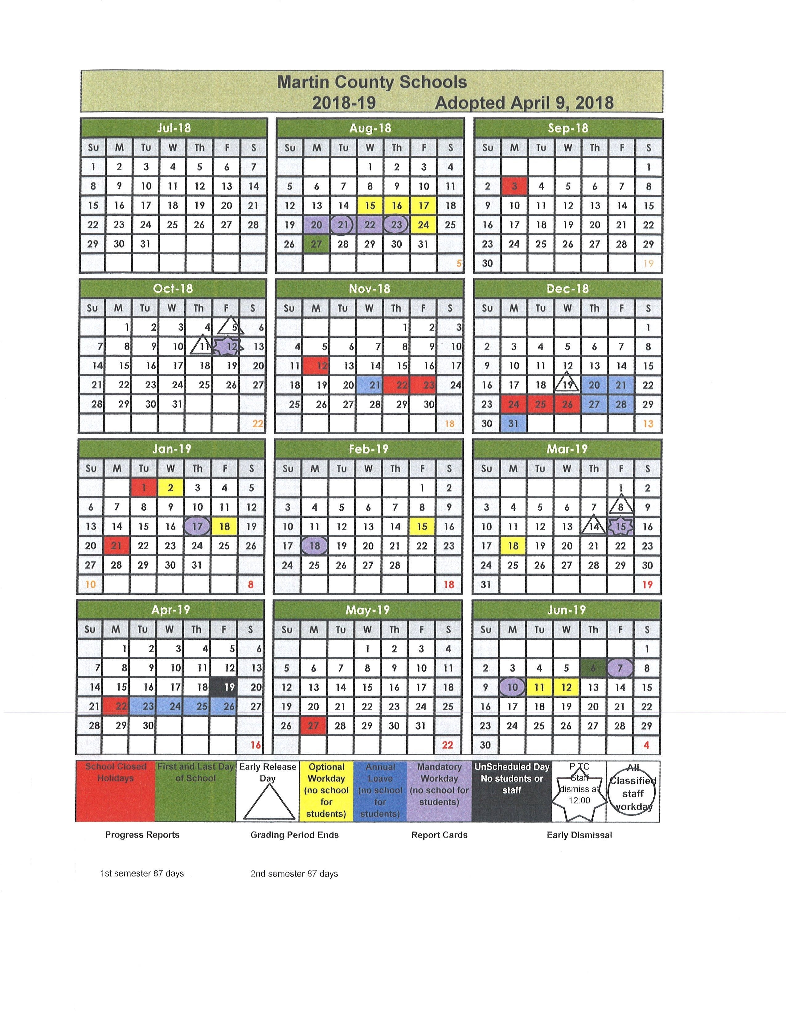 Martin County School Calendar Qualads