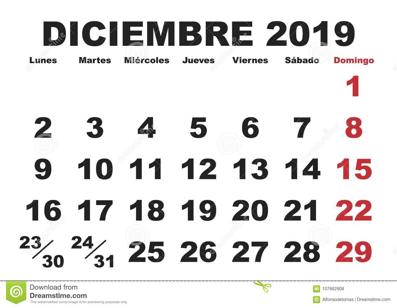 December 2019 Calendar In Spanish Qualads