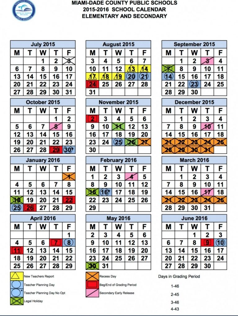 Miami Dade Schools Calendar 2018 2019 School Meetgeorge | Qualads