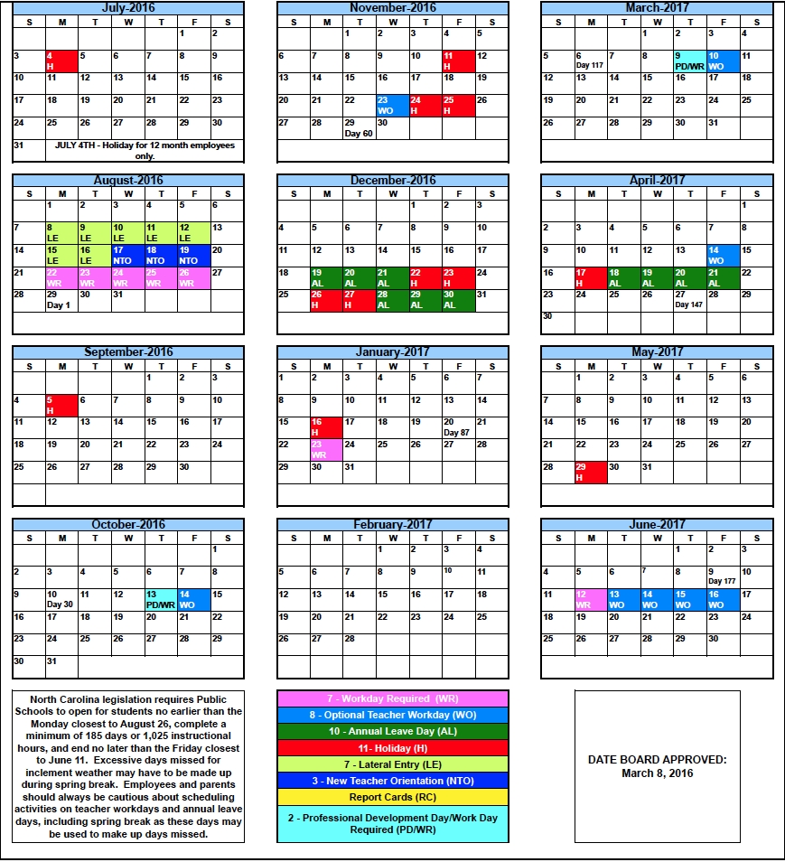 Guilford County School Calendar.
