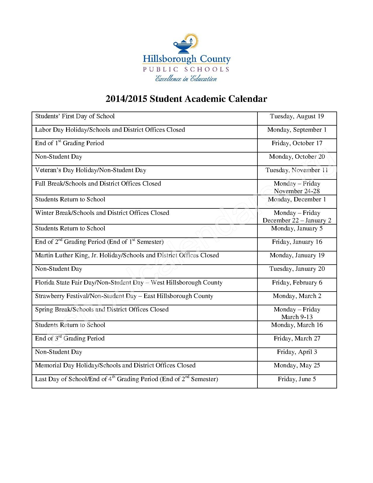 Hillsborough County Schools Calendar Qualads