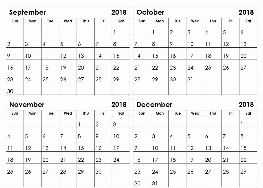 2018 4 Month Calendar Printable Monthly Calendar Pinterest