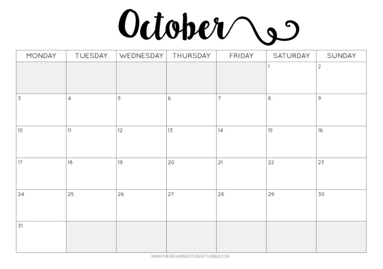 October 2018 Calendar Tumblr Hd Wallpaper 2018
