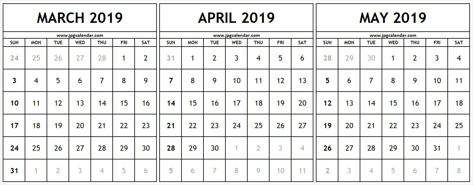 March April May 2019 Calendar March April May 2019calendar