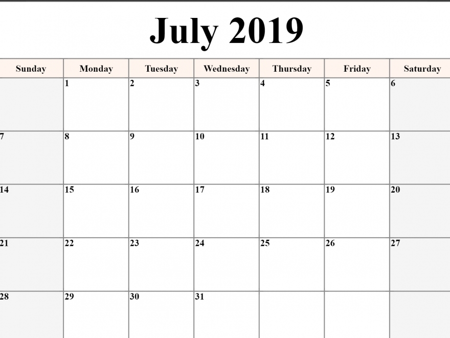 Free Printable July 2019 Calendar Download Free Printable Calendar