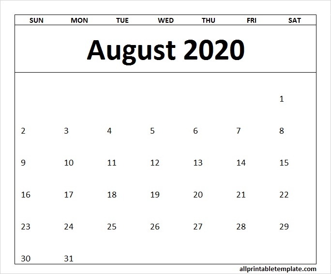 All Printable Template For Month Of August 2020 Free Download