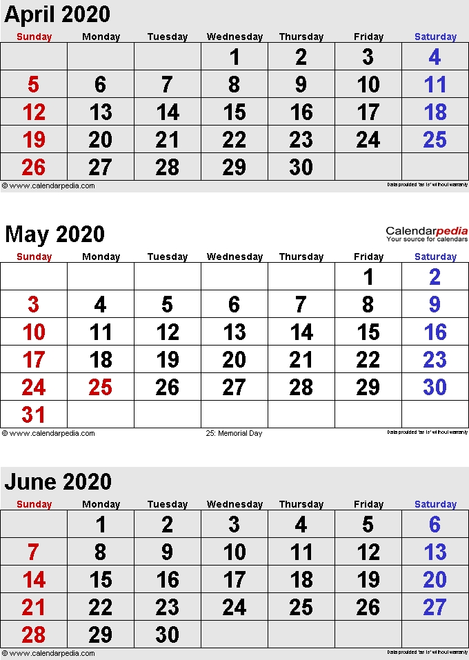 May 2020 Calendars For Word Excel Pdf
