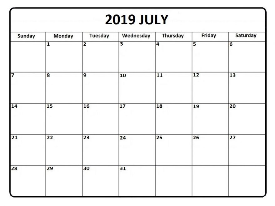 Printable July 2019 Calendar Free Template Free Printable Calendar