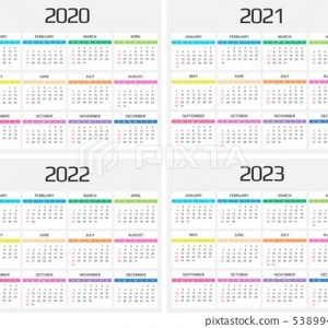 Calendar 2020, 2021, 2022, 2023 Template. 12 - Stock