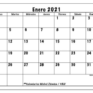 Calendario Enero 2021 (48Ld) - Michel Zbinden Es