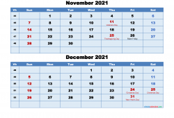 2021 November Calendar Excel