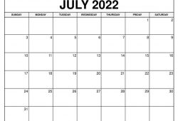 2022 July Calendar Blank