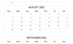 2022 August September Calendar to Print