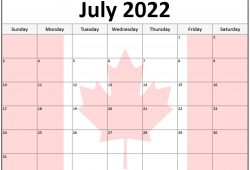 2022 July Calendar Canada
