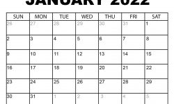 Jan Feb Printable Calendar 2022