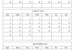 July August 2021 Printable Calendar Free