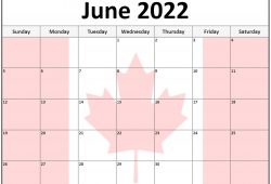 June 2022 Calendar Canada Flag