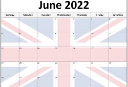 June 2022 Calendar UK