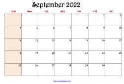 September 2022 Calendar Free Printable
