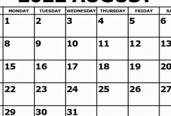 August 2022 Calendar Free Printable