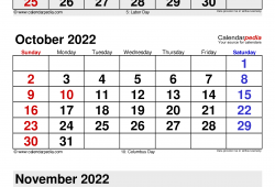 August to October 2022 Calendar Excel