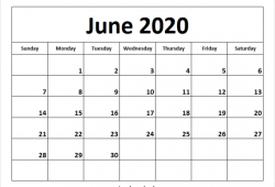2020 June Calendar