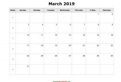 March 2019 Printable   Calendar With Week Numbers Monday