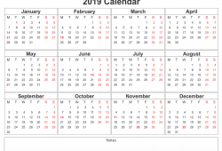 Free Printable 2019 Calendar Template