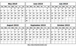May June July August September October 2019 Blank Calendar Template