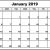 Printable Calendar January 2019 Monthly Template