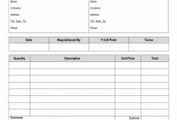 Sample Purchase Order Form Template