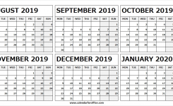 Print Calendar August 2019 2019 To January 2020 Monthly Calendar