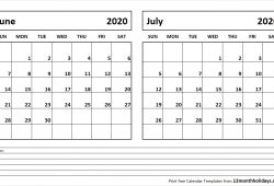 June To July 2020 Calendar