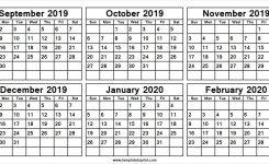 Printable Calendar September 2019 February 2020 Weekly Calendar