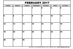 February Calendar For 2017
