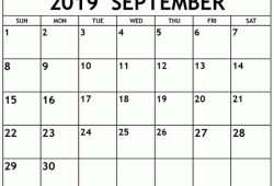 July August September 2019 Blank Calendar