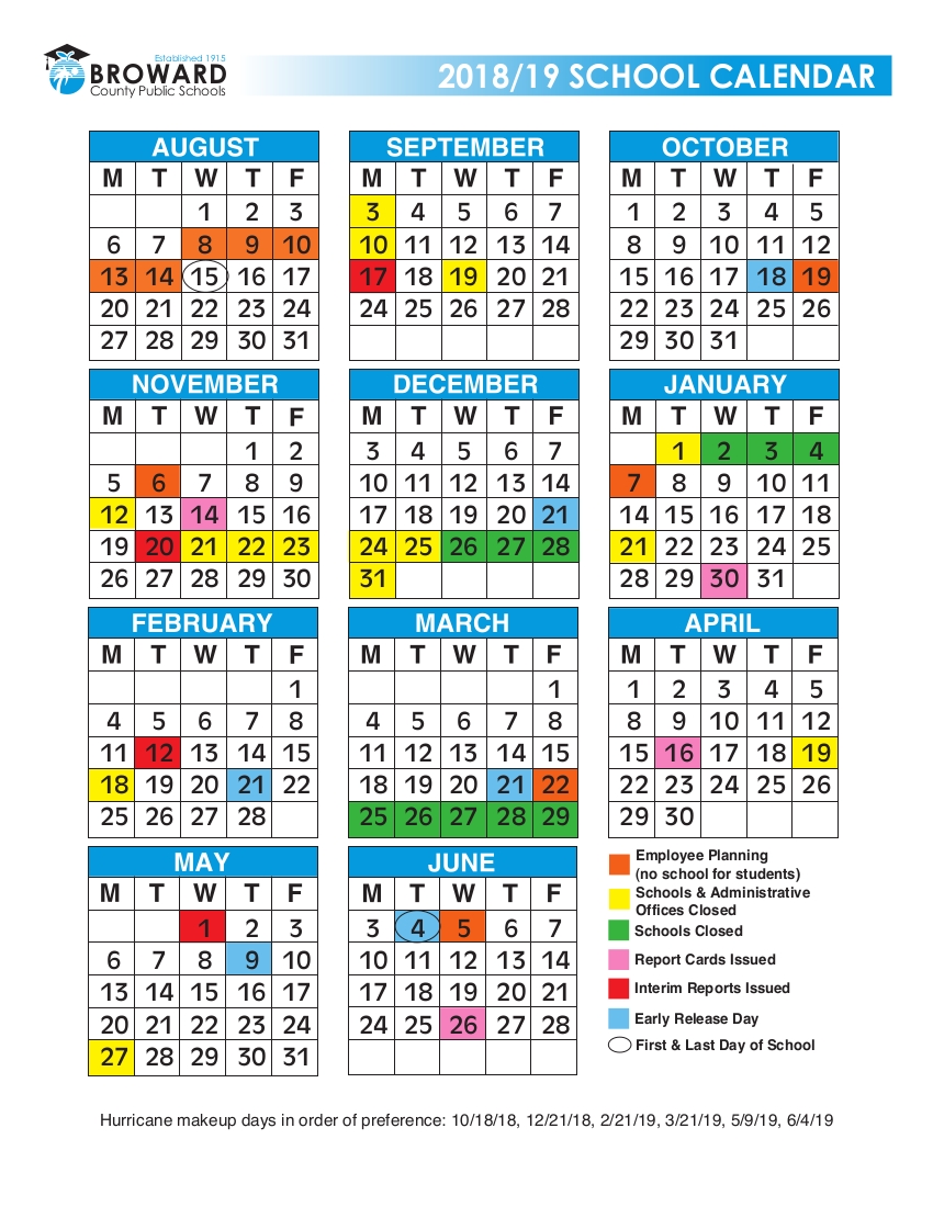 Broward County School Calendar 2019 | Qualads