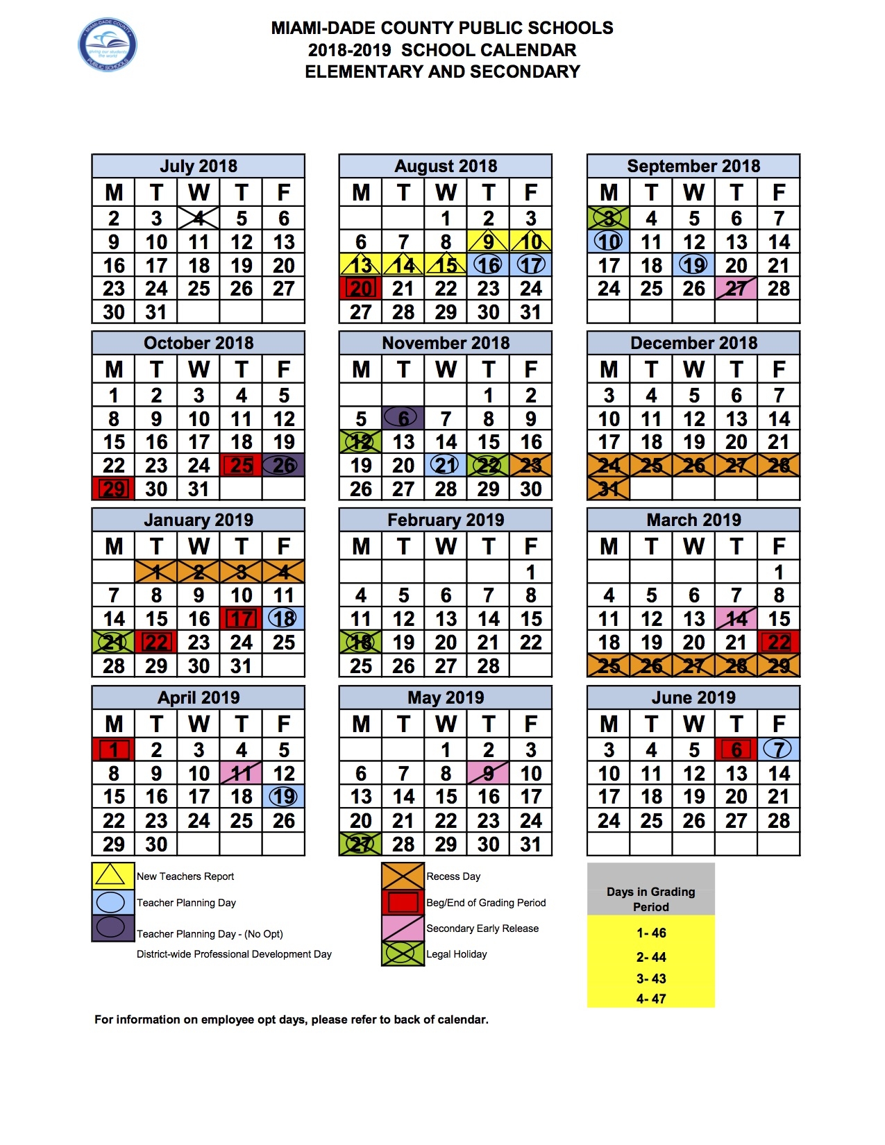 2019 Calendar Miami Dade School Calendar 2018 19 1 Happy New Year