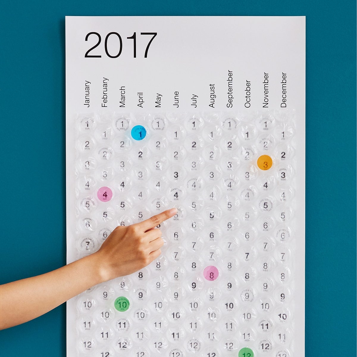 Bubble Wrap Calendar 2017
