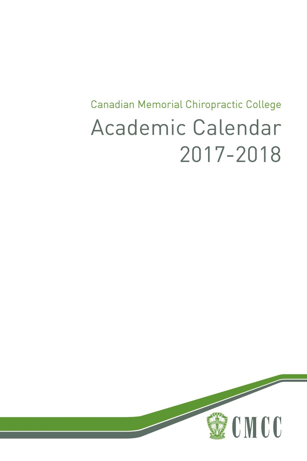 Cmcc Academic Calendar 2017 2018 Canadian Memorial Chiropractic