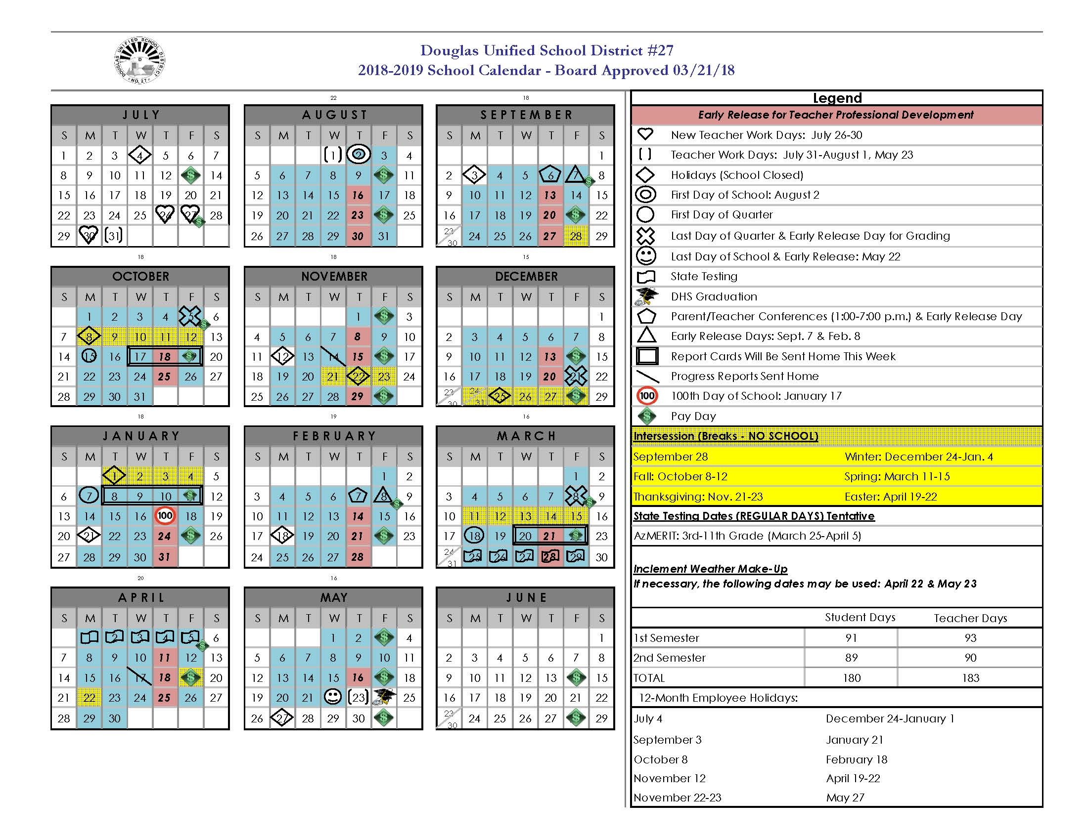 Douglas County School Calendar