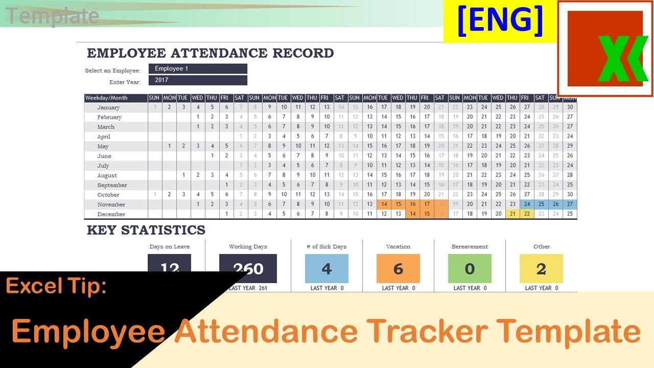 Eng Employee Attendance Tracker Template Free Excel Template
