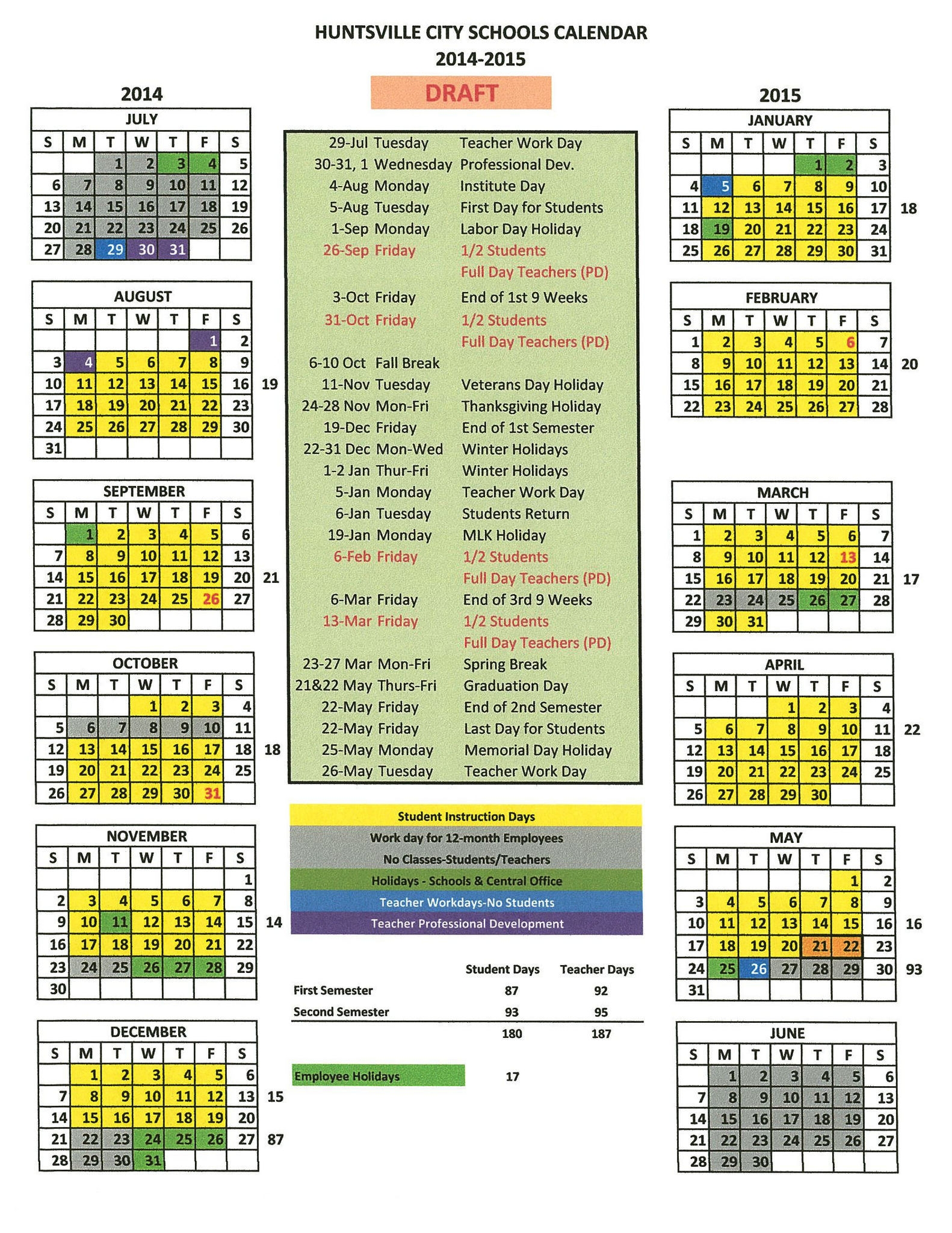 Fall Break Is Back Huntsvilles 2014 2015 School Calendar Unveiled
