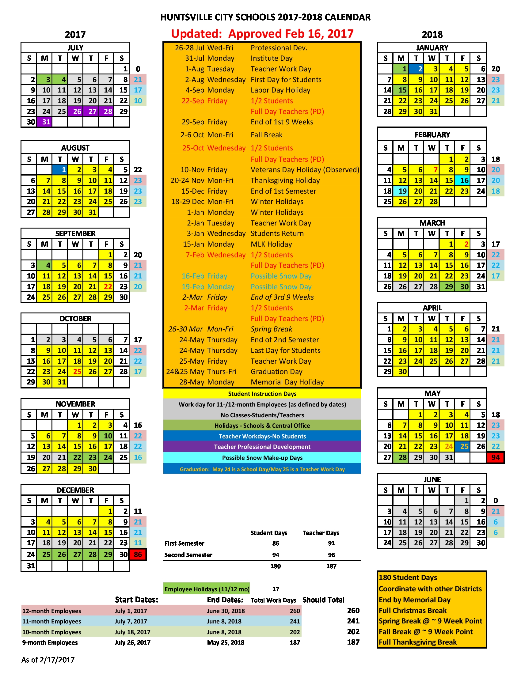 Huntsville City Schools Calendar 2017 2018 Bazga Qualads