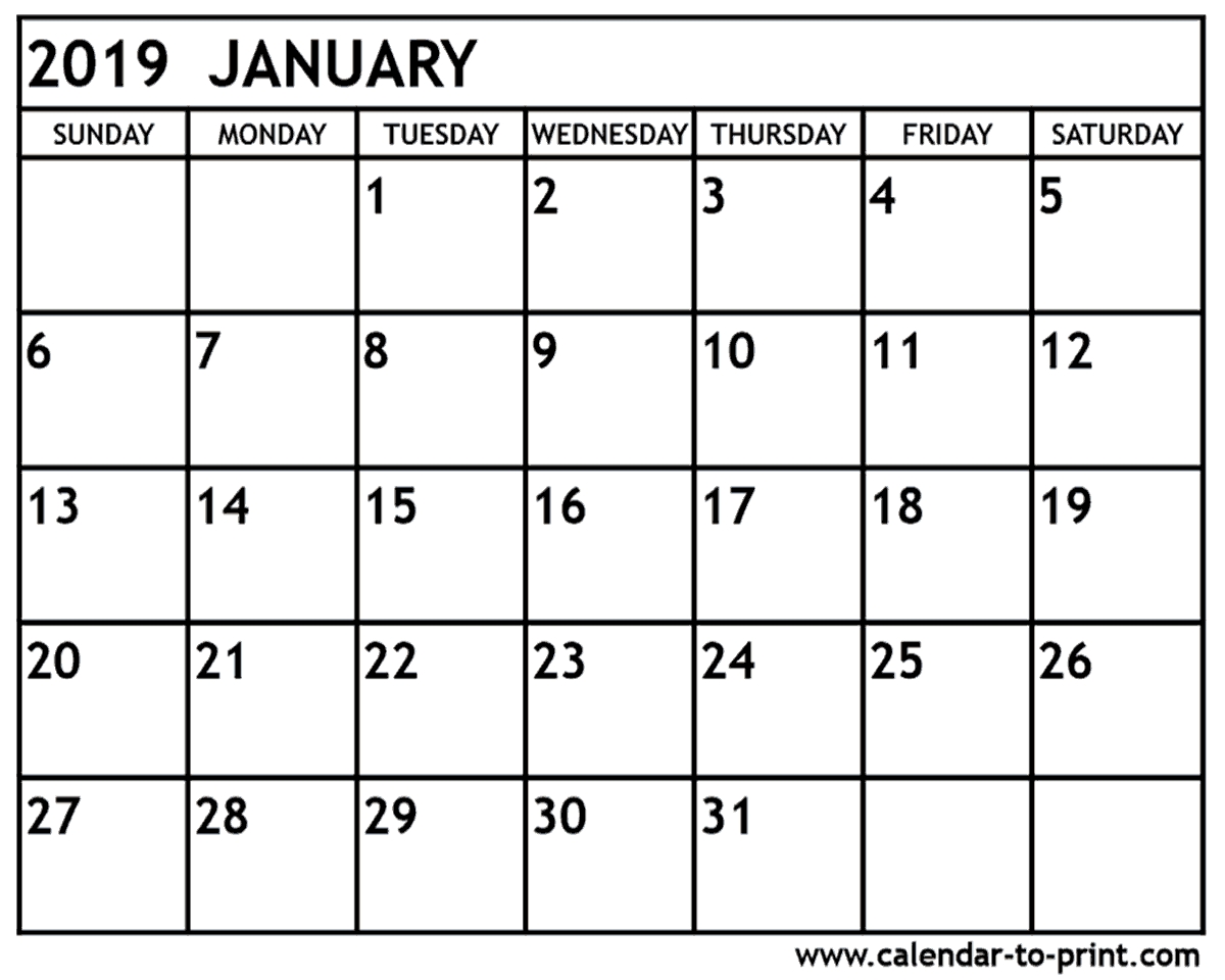 Dec 2019 Jan 2019 Calendar