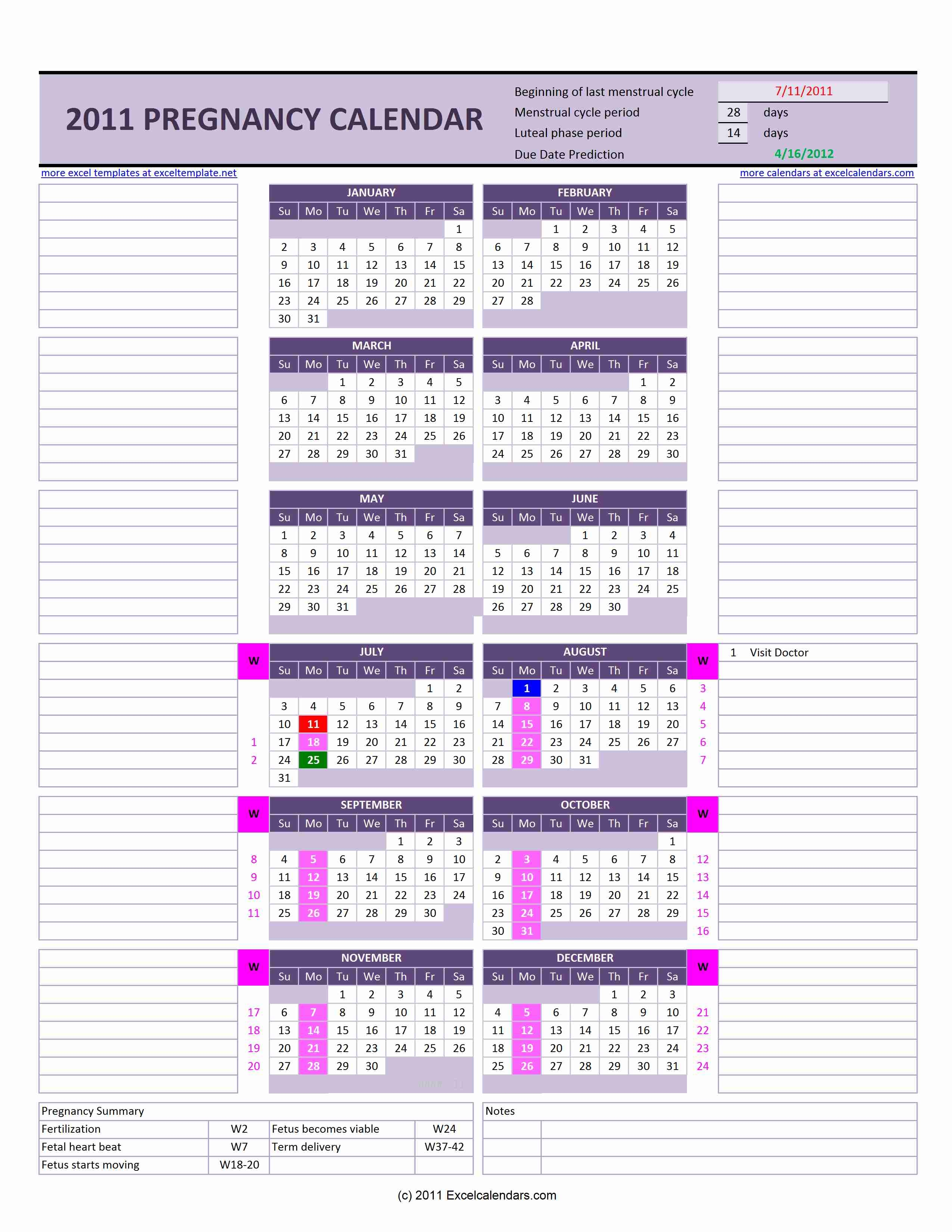 Pregnancy Calendar Due Date Calculator