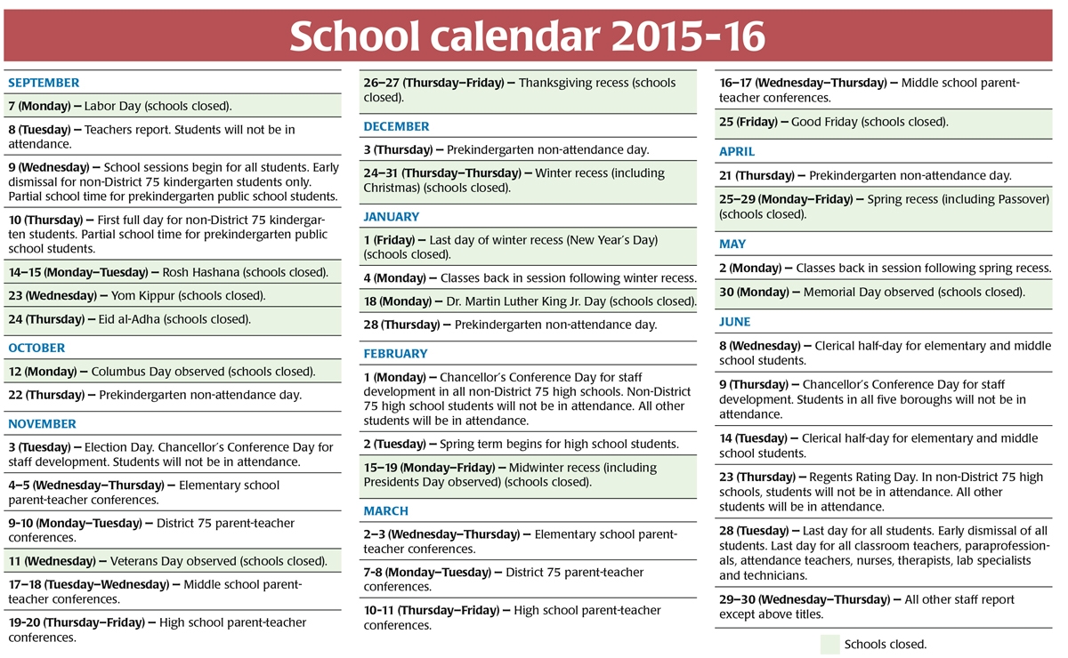Nyc School Calendar