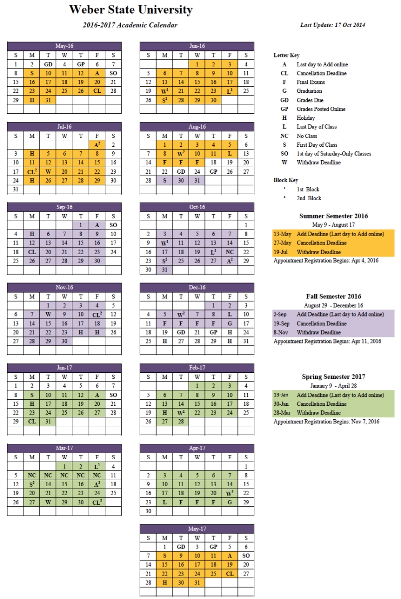 Syracuse University Calendar For 2016 2017 Calendar Template 2018
