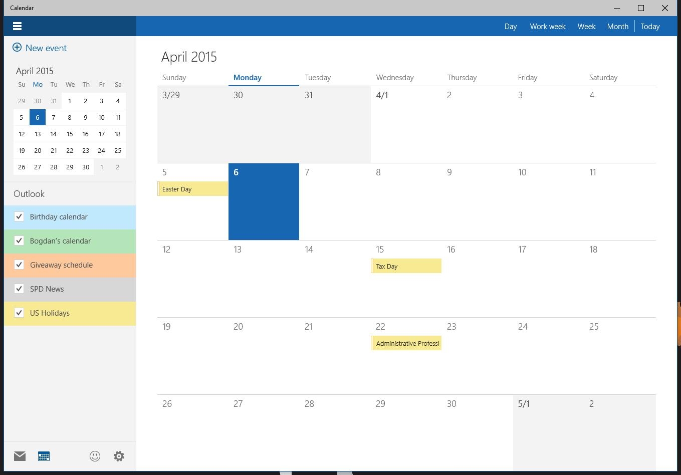 Calendar App for Windows