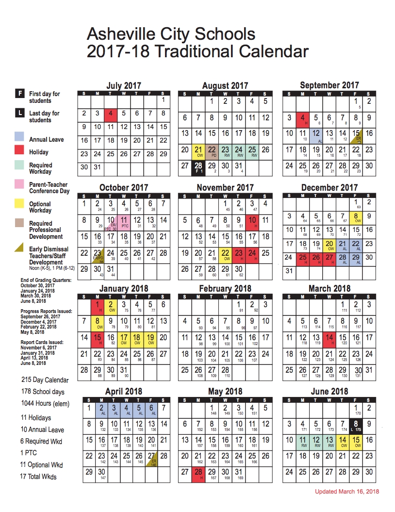 Updated 2017 2018 Calendar
